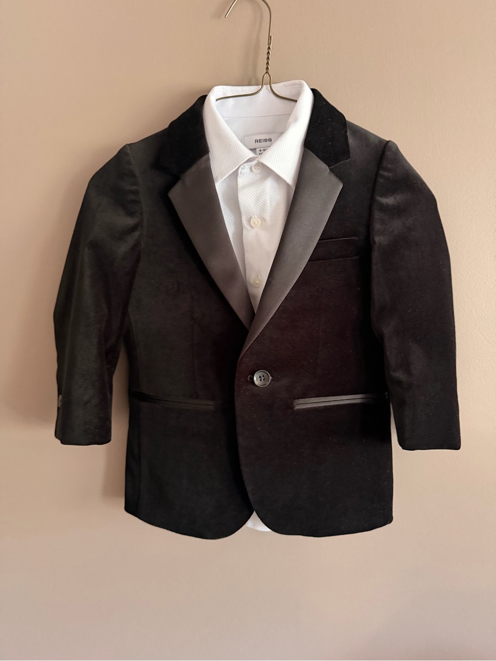 Reiss Black Velvet Boys' Blazer with Satin Lapel